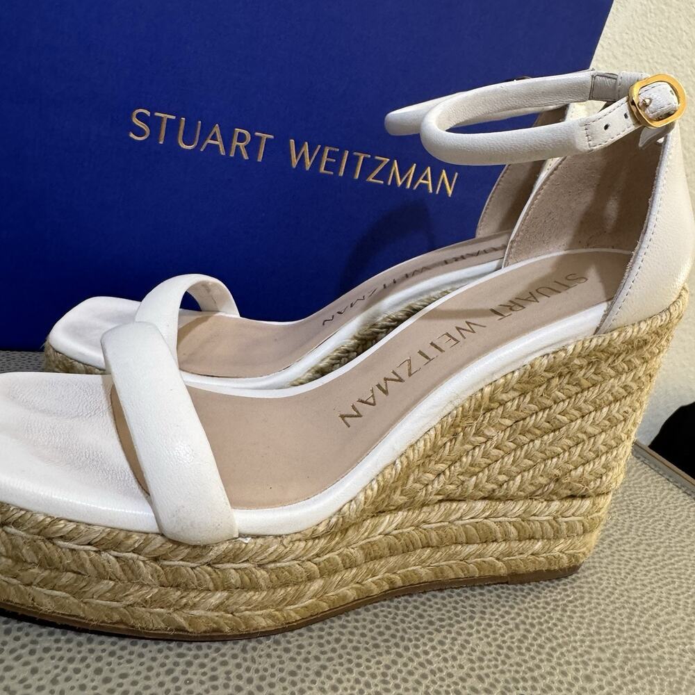 Stuart Weitzman Women's White Nudist Wedge Espadrille Sandal Shoes Size 6.5 - Picture 12 of 16